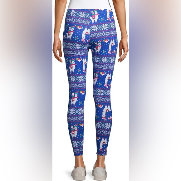 NWT Festive Christmas Holiday Llama No Boundaries  Leggings - Picture 4 of 8